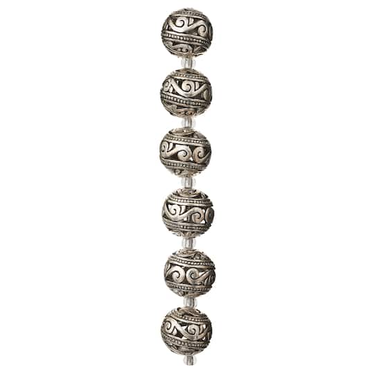 12 Pack: Silver-Plated Carved Filigree Beads, 15mm by Bead Landing™